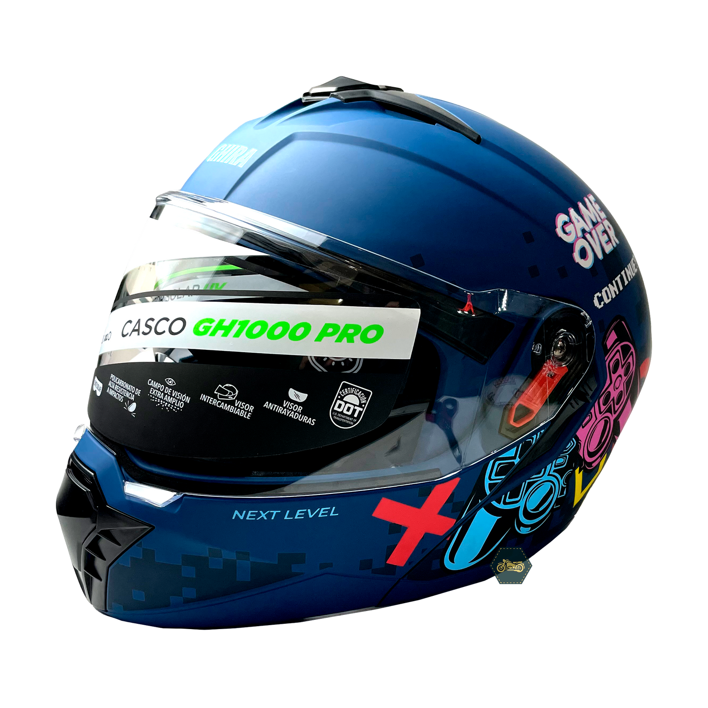 CASCO AZUL MATE GAMER CONTINUE ABATIBLE