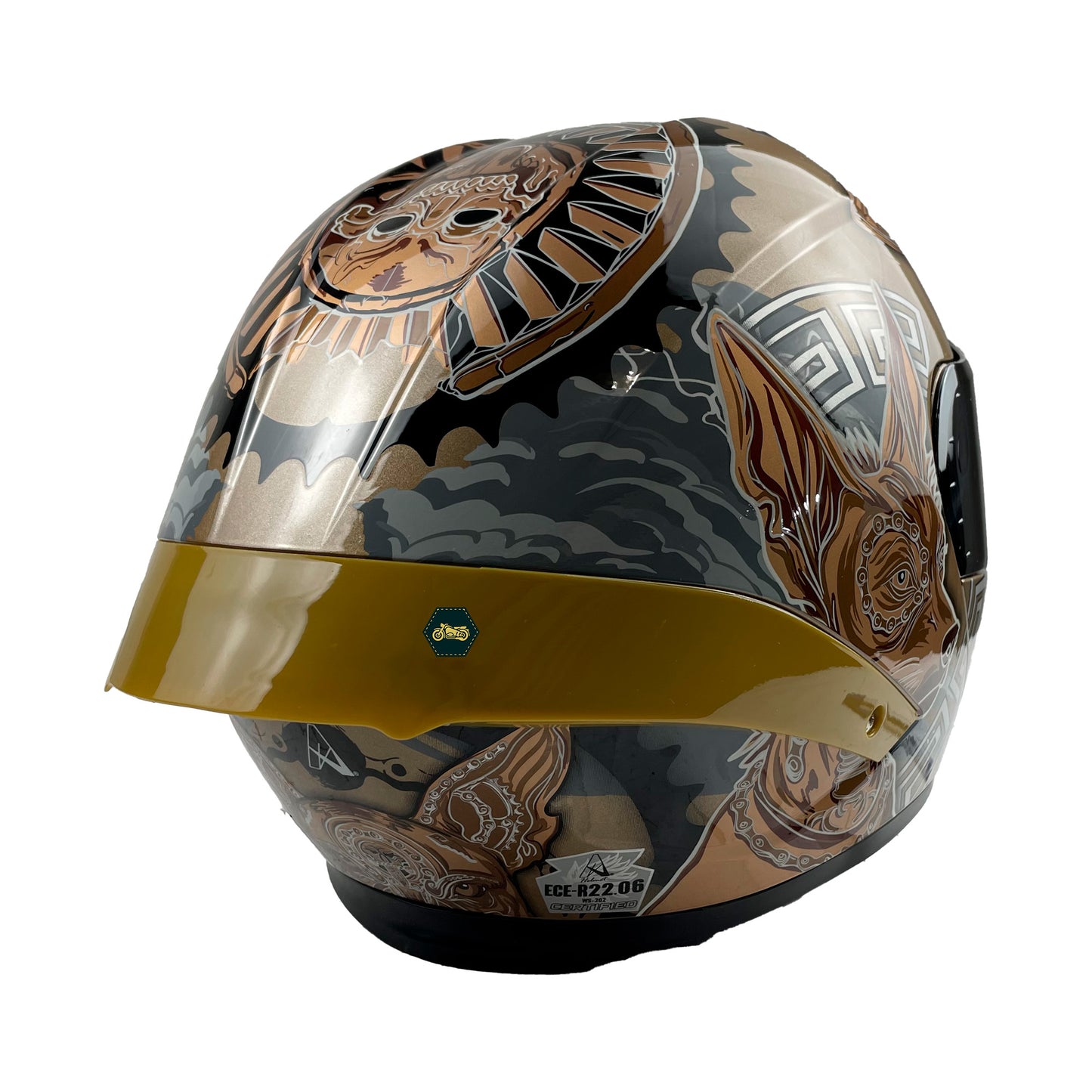CASCO ABATIBLE XOLOT DORADO/NEGRO    CERTIFICADO " ECE-22.06 "