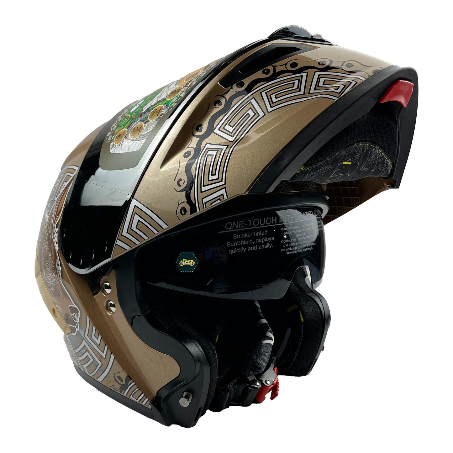 CASCO ABATIBLE XOLOT DORADO/NEGRO    CERTIFICADO " ECE-22.06 "