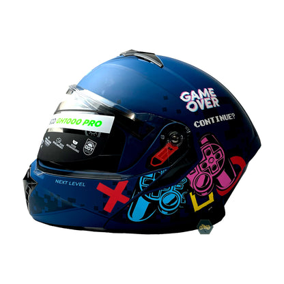 CASCO AZUL MATE GAMER CONTINUE ABATIBLE