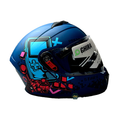 CASCO AZUL MATE GAMER CONTINUE ABATIBLE