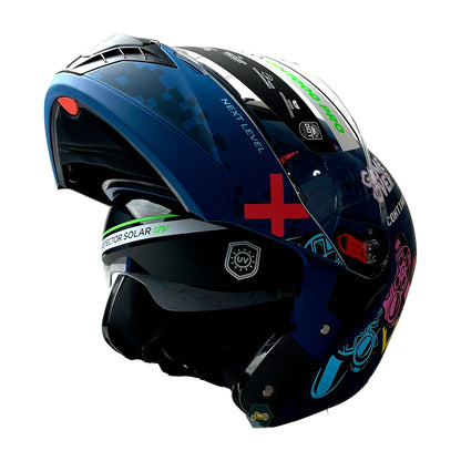 CASCO AZUL MATE GAMER CONTINUE ABATIBLE